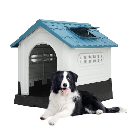 MoNiBloom Leicht zu reinigendes, isoliertes Hundehaus mit Matten und Tablett, langlebiges Hundehaus für kleine, mittelgroße und große Hunde, wasserdichte Hundehütten mit erhöhtem Boden und MoNiBloom Leicht zu reinigendes, isoliertes Hundehaus mit Matten und Tablett, langlebiges Hundehaus für kleine, mittelgroße und große Hunde, wasserdichte Hundehütten mit erhöhtem Boden und von MoNiBloom
