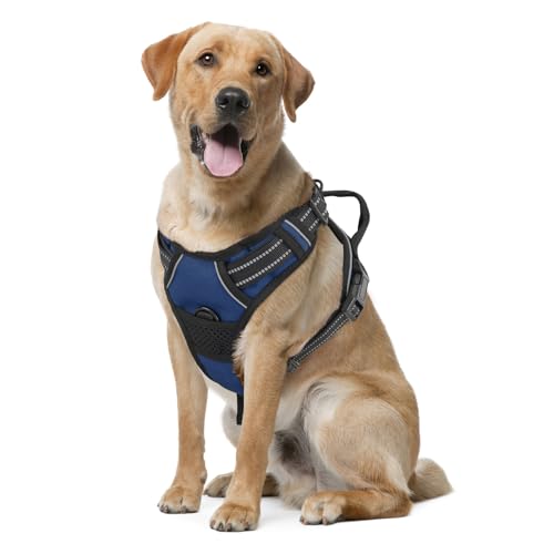 MoNiBloom Reflektierendes Hundegeschirr, kein Ziehen, Westengeschirr mit Griff, verstellbar, weich gepolstert, Haustiergeschirr für große Hunde, Marineblau, L MoNiBloom Reflektierendes Hundegeschirr, kein Ziehen, Westengeschirr mit Griff, verstellbar, weich gepolstert, Haustiergeschirr für große Hunde, Marineblau, L von MoNiBloom
