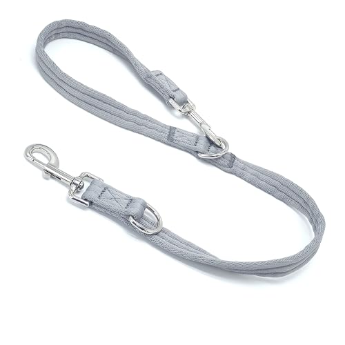 Doppelendige Hundeleine, für Gehorsamkeitstraining, einfach zu bedienen, leicht, weich für große und mittelgroße Hunde (Grau, 1 m x 2,5 cm) von MoTaity