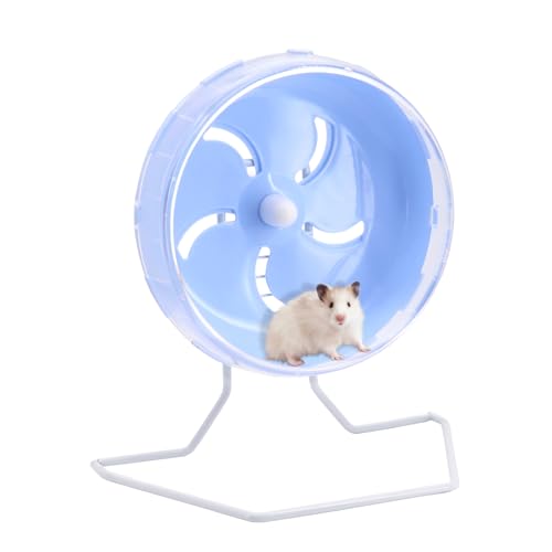 MoYouno Laufrad für Hamster, Kleintiere, leises Kunststoff-Rennspielzeug, leises Laufband, verhindert Depressionen, Spielzeug für Hamster, Rennmäuse und andere kleine Haustiere (Hellblau) von MoYouno