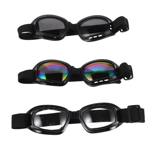 3 Teilige Hundebrille UV Schutz Hundesonnenbrille Mit Verstellbarem Riemen Beschlagfreie Winddichte Brille Für Große Rassen von Mobestech