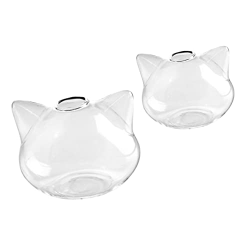 Mobestech 2Stücke Katzenform Glasvase für Pflanzen Terrarium Blumentöpfe für Blumen und Dekoration im Schlafzimmer Wohnzimmer und Büro von Mobestech