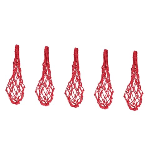 Mobestech 5 Stück Schnur Hanging Feeder Hühnerspielzeug montiert Gemüse hängend Küken füttern Kleiner Hühnerfutterautomat Futternetzbeutel für Hühner Futterhäuschen für Vögel Polyester rot von Mobestech