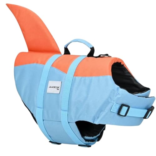 Mobiclinic®, Schwimmweste Hund, Haifischflossen-Design, Rettungsgriff, Verstellbares Geschirr, Leinenring, Hoher Auftrieb und Gute Sichtbarkeit, Sharky, Leicht, Schwimmen, Surfen, Segeln von Mobiclinic