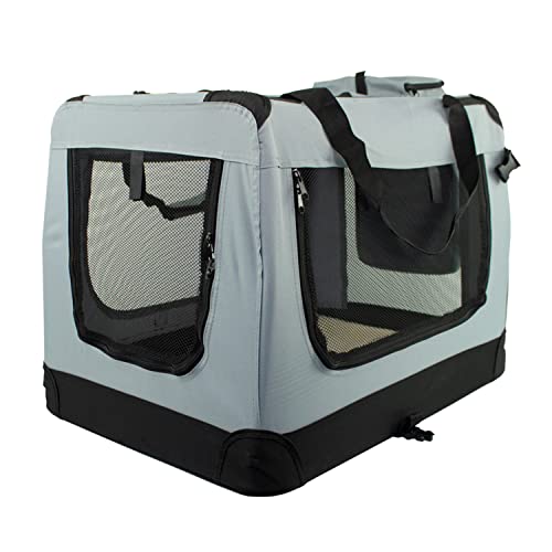 Mobiclinic® Pets, Hundebox, Balú, Europäische Marke, Transportbox Katze, Transportbox Hund, Faltbar, Atmungsaktiv, 2 Taschen, Gepolsterter Boden, Größe L, Unterstützt bis 10 kg, 57x38x44cm, Grau von Mobiclinic