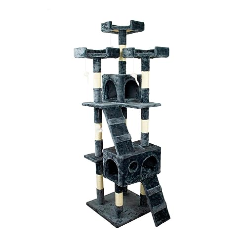 Mobiclinic, Kratzbaum, Modell Tom, Mehrere höhen, Zum Klettern, Gemütliche liegeflächen, 2 rückzugshöhlen, Stabile sisalsäulen, Krallenpflege, Spielkordel und Leiter, Bis 10 kg, 50x50x170, Grau Mobiclinic, Kratzbaum, Modell Tom, Mehrere höhen, Zum Klettern, Gemütliche liegeflächen, 2 rückzugshöhlen, Stabile sisalsäulen, Krallenpflege, Spielkordel und Leiter, Bis 10 kg, 50x50x170, Grau von Mobiclinic