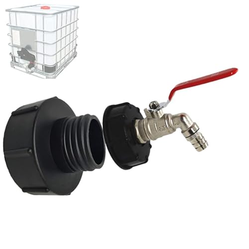 Mocoli IBC Auslaufhahn, IBC Tankadapter Wassertank S100x8 / S60X6 Grobgewinde-3/4 Gartenschlauch Schlauchanschluss Hahn Zubehör für IBC Container 1000L, Regenwassertank Auslauf Verbinder Mocoli IBC Auslaufhahn, IBC Tankadapter Wassertank S100x8 / S60X6 Grobgewinde-3/4 Gartenschlauch Schlauchanschluss Hahn Zubehör für IBC Container 1000L, Regenwassertank Auslauf Verbinder von Mocoli