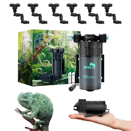 Beregnungsanlage Terrarium, Reptilien Luftbefeuchter mit 6 Sprühdüsen 360° Verstellbar Luftbefeuchter Terrarium Ohne Timer Reptilien ZerstäUber für Terrarien Amphibie Npflanzen von Mocoli