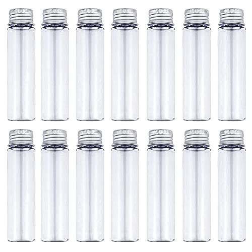 Mocturnity 30 x Reagenzgläser aus Kunststoff, flach, transparent, 50 ml, mit Schraubkappen, 28 x 108 mm für die Aufbewahrung von Konten, wissenschaftliche Experimente von Mocturnity