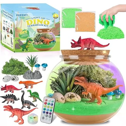 Dinosaurier-Terrarium-Set für Mädchen mit LED-Lichtern und Fernbedienung, Dinosaurier-Spielzeug für Mädchen im Alter von 5–12 Jahren, Bastelsets, kreative Geburtstage, Kunstaktivitäten für Kinder von Modojuny