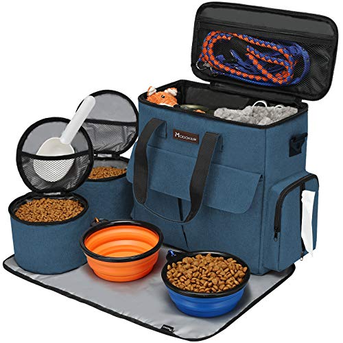 Von Fluggesellschaften zugelassene Haustier-Reisetasche, Wochenend-Hundereiseset für Hund und Katze, von Fluggesellschaften zugelassener Trage-Organizer mit Multifunktionstaschen, Blau Von Fluggesellschaften zugelassene Haustier-Reisetasche, Wochenend-Hundereiseset für Hund und Katze, von Fluggesellschaften zugelassener Trage-Organizer mit Multifunktionstaschen, Blau von Modoker