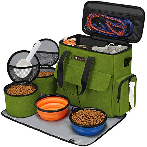 Von Fluggesellschaften zugelassene Haustier-Reisetasche, Wochenend-Hundereiseset für Hund und Katze, von Fluggesellschaften zugelassener Trage-Organizer mit Multifunktionstaschen, Grün Von Fluggesellschaften zugelassene Haustier-Reisetasche, Wochenend-Hundereiseset für Hund und Katze, von Fluggesellschaften zugelassener Trage-Organizer mit Multifunktionstaschen, Grün von Modoker