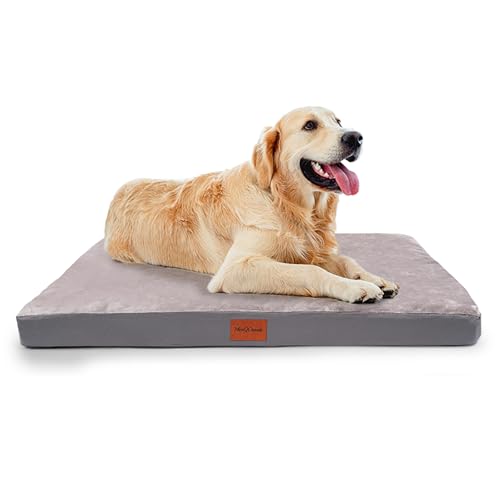 Wasserdichtes Hundebett für große Hunde, waschbar, orthopädisches Hundebett mit abnehmbarem Bezug, Schaumstoff-Haustierbett-Matte, rutschfest, wendbar, 91,4 x 68,9 cm, Grau von MoeQOassis