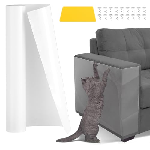 Moendergo Kratzfestes Katzensofa-Schutz, transparente Sofaschutzfolie mit Schrauben und Schaber, Katzen-Anti-Kratzband für Stoffsofa, Ledersofa, Tür, Wand, Teppich (30 x 3 m) von Moendergo