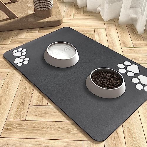 Napfunterlage Hund Katzen Futternapf Unterlage: 60 x 40 cm rutschfeste Hundenapf Unterlage Katzennapf Fressnapf Futtermatte - Saugfähige Schnelltrocknend Katzenmatte Futter Matte Katzenfutter von Mofonky