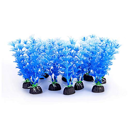 Mogoko Aquarium-Pflanzen aus Kunststoff, blau, künstliche Wasserpflanzen für Schildkröten, Aquarien, Dekoration, 10 Stück von Mogoko