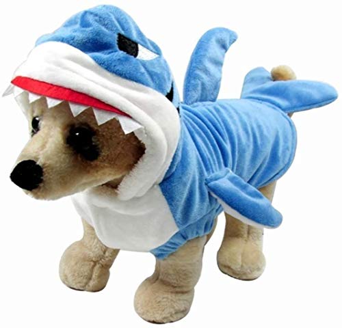 Mogoko Lustiges Hunde-/Katzen-Hai-Kostüm, Haustier-Kostüm, Halloween-Weihnachts-Kostüm, großes Haustier-Hai-Kostüm, Tier-Fleece-Hoodie, warme Outfits Kleidung (Größe 4XL) von Mogoko