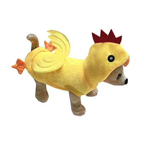Mogoko Lustiges Hunde-Huhn-Kostüm, Haustier-Kostüm, Halloween, Weihnachten, Hahn, Cosplay-Kleid, entzückende Katzenkleidung, Tierkleidung, warme Outfits (Größe L, gelb) von Mogoko
