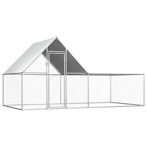 Hühnerstall, Mogou Kaninchenstall, Hundehütte Outdoor, Legenester Für Hühner, Hühnerhaus, 4x2x2 m Verzinkter Stahl von Mogou