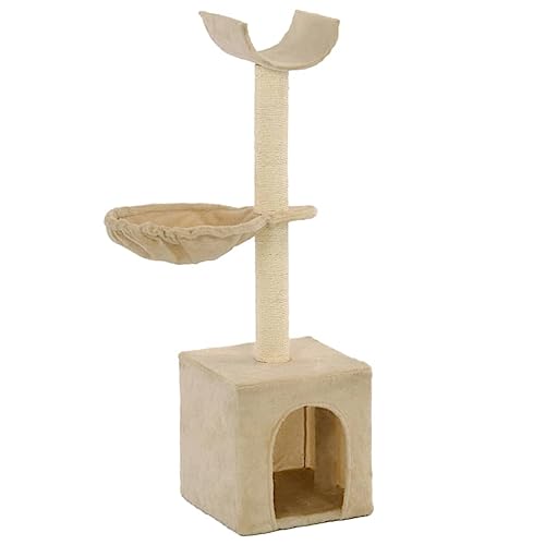 Katzen-Kratzbaum, Mogou Katzenzubehöhr, Kratzbaum Für Katzen, Katze Baum, Katzenkratzbaum, Katzenturm, Katzenmöbel, mit Sisal-Kratzsäulen 105 cm Beige von Mogou