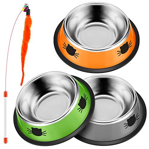 Katzennapf 3er Set + Katzen Spielzeug,Futternapf Katze 3 Teilig,Fressnapf Katze,Katzen Futternapf,Katzennäpfe,Katzenschüssel,Katze Futternapf,Katzenfutter Napf,Katzennapf Set,Futterschüssel Katze von Moicainy