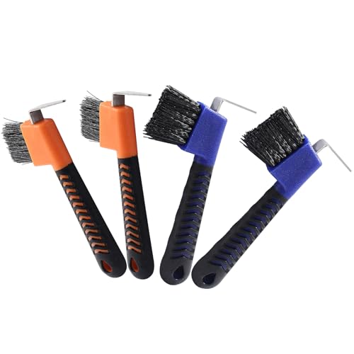 Moicstiy Hufkratzer für Pferde, mit weichem Gummigriff, tragbar, Blau und Orange, 4 Stück Moicstiy Hufkratzer für Pferde, mit weichem Gummigriff, tragbar, Blau und Orange, 4 Stück von Moicstiy