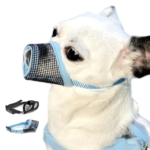 MOIILAVIN Maulkorb für Hunde, weich, luftdurchlässig, atmungsaktiv, für kleine und mittelgroße Rassen, verhindert Beißen, Tierarztbesuch, Fellpflege, XXS, S, Blau, Schwarz, 2 Stück MOIILAVIN Maulkorb für Hunde, weich, luftdurchlässig, atmungsaktiv, für kleine und mittelgroße Rassen, verhindert Beißen, Tierarztbesuch, Fellpflege, XXS, S, Blau, Schwarz, 2 Stück von MoiiLavin