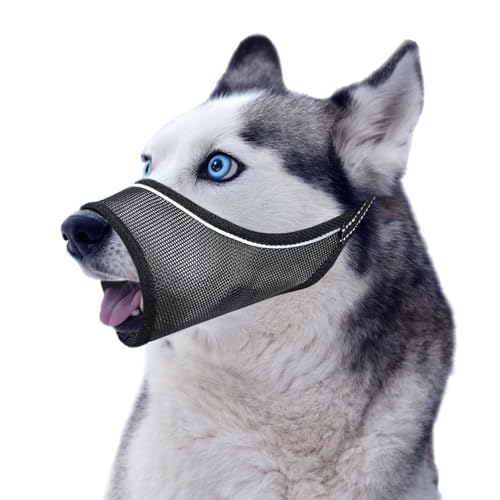MoiiLavin Hund Maulkorb, Einstellbar Atmungsaktiv Weich Mesh Hund Maulkorb für Kleine Mittlere Große Hunde, Haustier Maulkorb zum Beißen Kauen Fellpflege (Black Mesh, S-Corgi, Shiba) von MoiiLavin