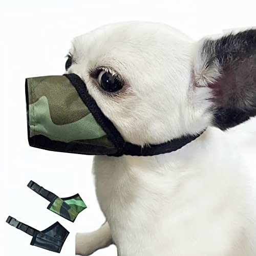MoiiLavin Hundemaulkorb XS (2 Packungen) für kleine Hunde mit Langer Schnauze Quick Fit Hundemaulkorb verstellbar verhindert Bellen, Beißen und Kauen XS Soft Maulkorb (Schwarz + Camo) von MoiiLavin