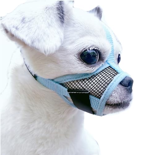 MoiiLavin Maulkorb für kleine Hunde, Größe XS zum Fellpflegen, Bellen und Kauen, barkless, weiche Netz-Maulkorb, DASS KOT-Dinge fressen, am besten für Aggressive Hunde (atmungsaktiv-blau) von MoiiLavin