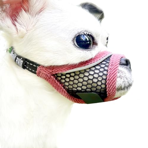 MoiiLavin Maulkorb für kleine Hunde, atmungsaktiv, verstellbar, Chihuahua, Shih Tzu Welpe, weicher Air-Mesh-Maulkorb für Fellpflege, Tierarztbesuche, verhindert Beißen heftiges Bellen (Kirschrot, XXS) von MoiiLavin