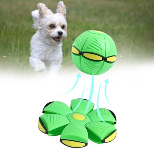 Moiitru Flying Saucer Ball for Dogs Flying Saucer Ball Pet Toy Interactive Flying Saucer Dog Toy Portable, Green No Lights von Moiitru