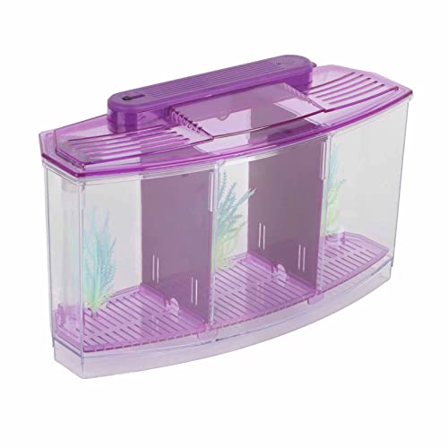 Aquarium-Isolationsbox, 28 x 10 x 15 cm, Acryl, Brutstätte, kleine Fische, Inkubator mit drei Unterteilungen und LED-Licht (lila) von Mokernali