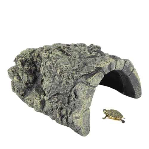 Terrarium Aquarium Deko, Aquarium Deko Höhle, Reptilien-Versteck-Habitat aus Harz, 9 x 7 x 4 cm / 12 x 11 x 6 cm / 13,5 x 11 x 8 cm, Harz Aquarium Zubehoer, zur Dekoration von Aquarium und Tank(L) von Mokernali