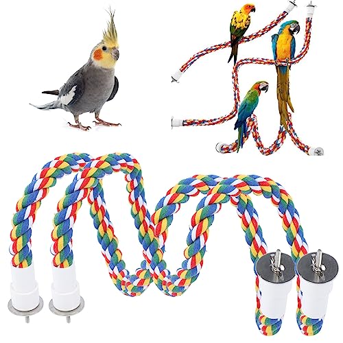Vogel Seil Spirale, Vogel Seil Sitzstangen, 60CM Parrot Climbing Rope Sitzstange, 2 Stück, Tau Sitzstange Vögel Farbigem Baumwollstoff mit Befestigungsschrauben, Für Vögel Klettern und Kauen Können Vogel Seil Spirale, Vogel Seil Sitzstangen, 60CM Parrot Climbing Rope Sitzstange, 2 Stück, Tau Sitzstange Vögel Farbigem Baumwollstoff mit Befestigungsschrauben, Für Vögel Klettern und Kauen Können von Mokernali