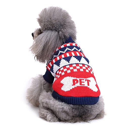 Haustier Kleidung Warm Sweater Winter Haustier Mantel Hund Kleider Pet Hund Pullover (Blau, XXL) von Mokulovely