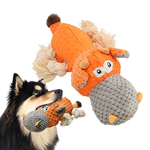 Mokylor Kauspielzeug für Hunde, Plüsch-Kauspielzeug, Widerstandsfähiges Quietschspielzeug für Hunde in Nilpferdform mit Baumwollseil für Kleine und Mittlere Rassen, Interaktives Quietschspielzeug für Mokylor Kauspielzeug für Hunde, Plüsch-Kauspielzeug, Widerstandsfähiges Quietschspielzeug für Hunde in Nilpferdform mit Baumwollseil für Kleine und Mittlere Rassen, Interaktives Quietschspielzeug für von Mokylor