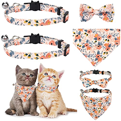 2 Stück/Sets Katzenhalsbänder mit Glocken Abnehmbare Fliege Bandana, 2 Haustierhalsbänder + 1 Hundehalsband + 1 Schleife, Kätzchenhalsband Katzenbandana Hundefliege(Rosa Bandana + rosa Fliege) 2 Stück/Sets Katzenhalsbänder mit Glocken Abnehmbare Fliege Bandana, 2 Haustierhalsbänder + 1 Hundehalsband + 1 Schleife, Kätzchenhalsband Katzenbandana Hundefliege(Rosa Bandana + rosa Fliege) von Molain