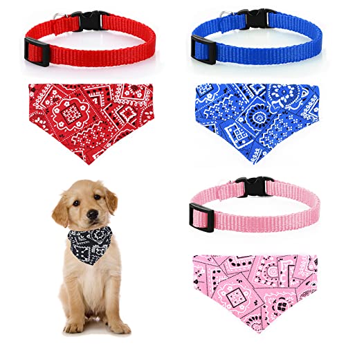 Molain 4 Stück Katzenhalsbänder mit abnehmbarem Bohemia Fliege Bandana Halsbänder für Haustiere Hundebandana Katzen Bandana Verstellbares Bandana für Katzen Hunde Welpen (4 Farben Pet Bandana) von Molain