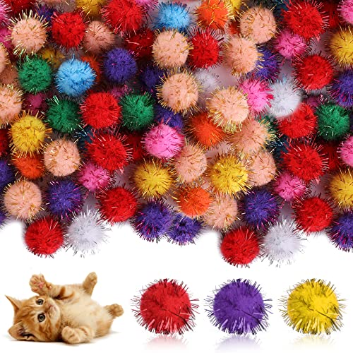 Molain 70 Stück große Katzenspielbälle, weiche Katzenbälle 2,5 cm Kätzchen-Pom-Poms Flash-Ball Katzenspielzeug von Molain