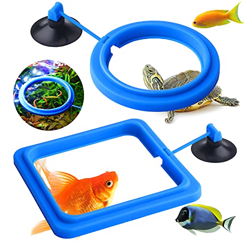 Molain Fish Feeding Ring, 2 Pieces Fish Feeder Aquarium Fish Turtle Tank Accessories Food Feeder Circle for Guppy, Bettas, Goldfish, Turtle (Blue) von Molain