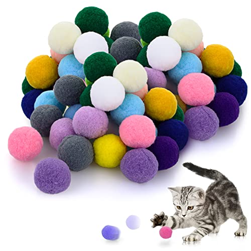 Molain Katzenspielzeug-Bälle, weiche Katzenbälle, 2,5 cm, Kätzchen-Pompons, Ball, Katzenspielzeug, interaktives Pompon-Ball-Spielzeug (50 Stück) von Molain