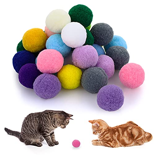 Molain Katze Spielzeug Bälle, 30 stück Weiche Katze Bälle Kätzchen Pom poms Ball Katze Spielen Spielzeug Indoor Katzen Interaktive Pompon Ball Spielzeug 2,5 cm von Molain