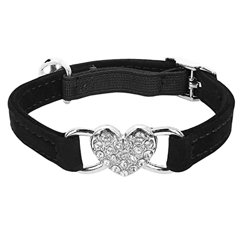 Molain Heart Bling Katzenhalsband, verstellbares Halsband mit Sicherheitsgurt und Glöckchen, Strasshalsband für Kätzchen, kleine Hunde, Katzen (schwarz) von Molain