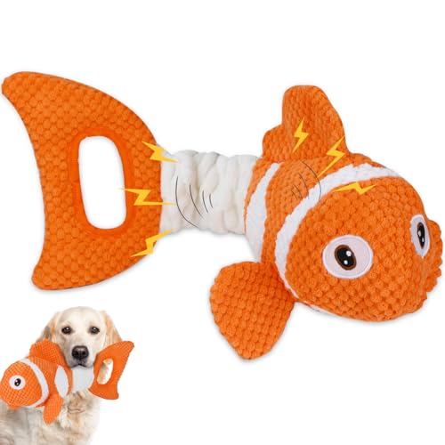 Molantaule Hochwertiges Plüsch-Hundespielzeug mit Quietschfunktion – mit einem langlebigen Clownfisch-Design ist dieses Stofftier perfekt für das Tauziehen im Innenbereich mit kleinen, mittleren und Molantaule Hochwertiges Plüsch-Hundespielzeug mit Quietschfunktion – mit einem langlebigen Clownfisch-Design ist dieses Stofftier perfekt für das Tauziehen im Innenbereich mit kleinen, mittleren und von Molantaule