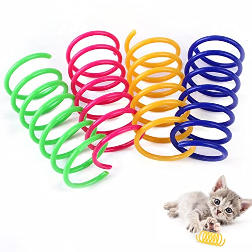 100 Stück Cat Spring Spielzeug für Katzen, Katzen Frühlingsspielzeug, Interaktives Katzenspielzeug,Kunststoff Spiralfedern,Spirale Katzen Spielzeug,Breit Bunte Spiralfedern,Spring Spirale für Katze von Molbory