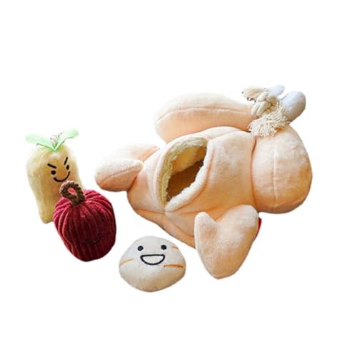 Molinter Hundespielzeug Pet Plüsch in Form von Hühnersuppe Interaktives Lebensmittel Ausblenden Quietschspielzeug Zahnreinigung von Molinter