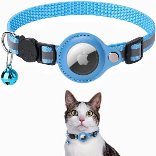 Molinter Katzenhalsband Hundehalsband Anti-Verschwinden Lokalisierbar Tierhalsband für AirTag Abbrechbarer Verstellbares Halsband für Katzen Hunde (Blau) von Molinter