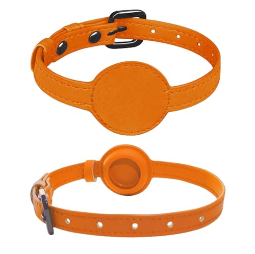 Molinter Katzenhalsband Hundehalsband Kortikale Tierhalsband für AirTag Metallschnalle Abbrechbarer Verstellbares Halsband für Katzen Hunde (M, Braun) von Molinter