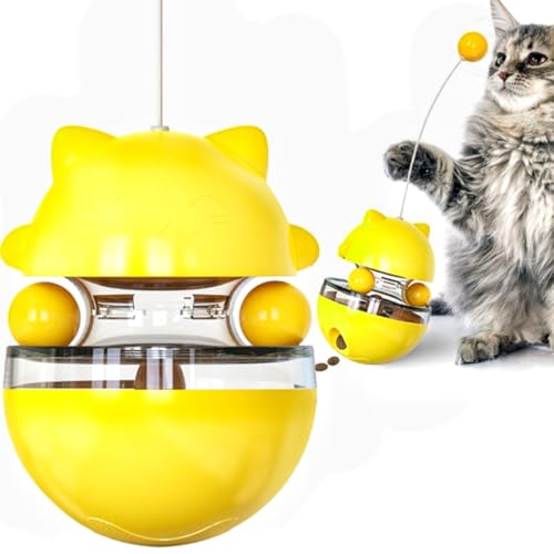 Molinter Katzenminze Spielzeug Interaktives Spielzeug Cat Teaser Stick Spielzeug zum Platzieren von Lebensmitteln für Katzen (Gelb) von Molinter